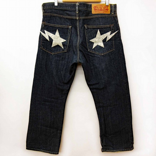 アベイシングエイプ A BATHING APE デニムパンツ バックプリント  