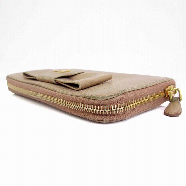 プラダ PRADA 長財布 サフィアーノレザー リボン ラウンドファスナー