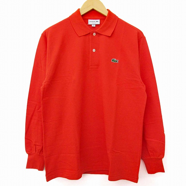 ラコステ LACOSTE ポロシャツ 長袖 鹿の子 綿 コットン FR4 M オレンジ 