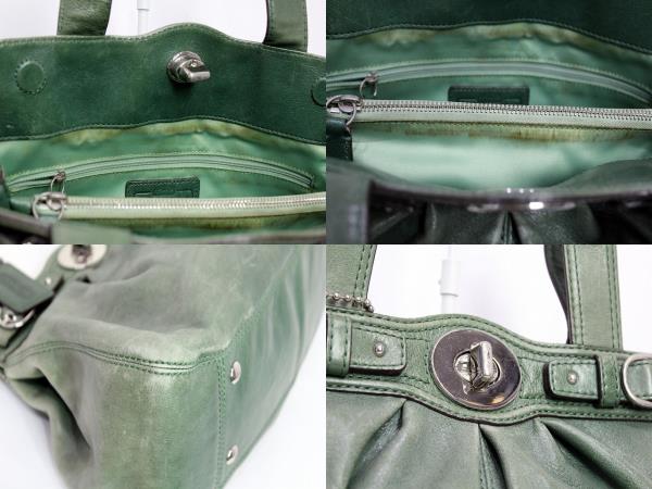 希少 COACH コーチ 13914 レザー トートバッグ Green コーチ COACH 