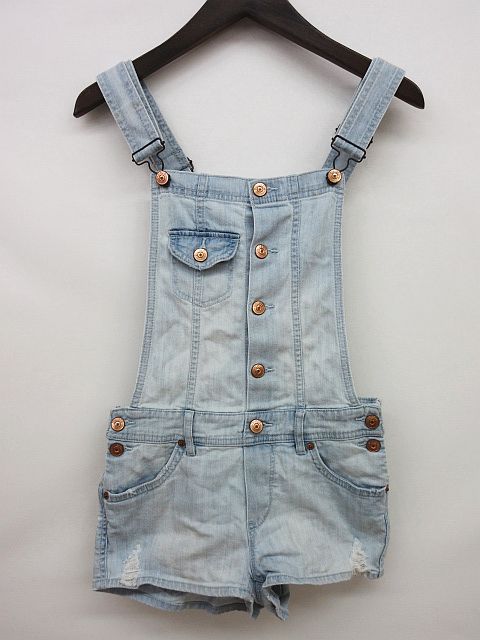 エイチ&エム H&M DIVIDED サロペット ショートパンツ デニム ダメージ 