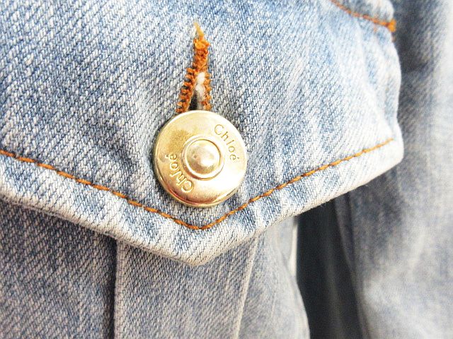 クロエ CHLOE デニム コート ジャケット ロゴボタン 水色 34 