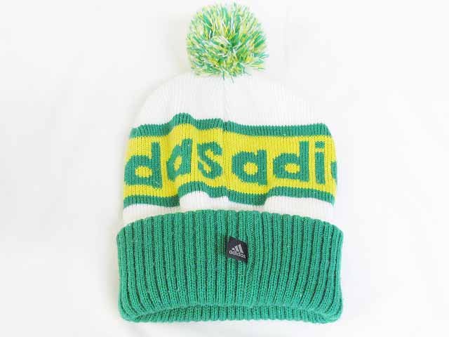 アディダス Adidas ニット帽 帽子 ニットキャップ 白 緑 F 57 60cm メンズ レディース 126 ベクトルパーク