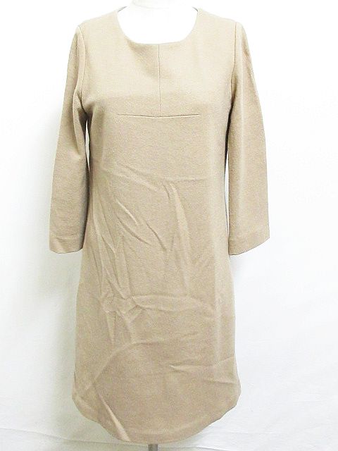 ドゥクラッセ Doclasse ウール 膝丈 ワンピース 袖 無地 ベージュ 7 レディース 126 ベクトルパーク