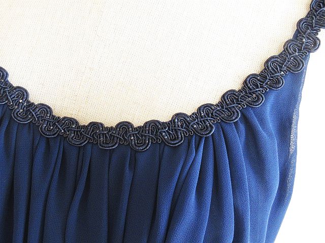 未使用品 アクシーズファム Axes Femme タグ付き ワンピース シフォン ロング 刺繍 青 M レディース 126 ベクトルパーク