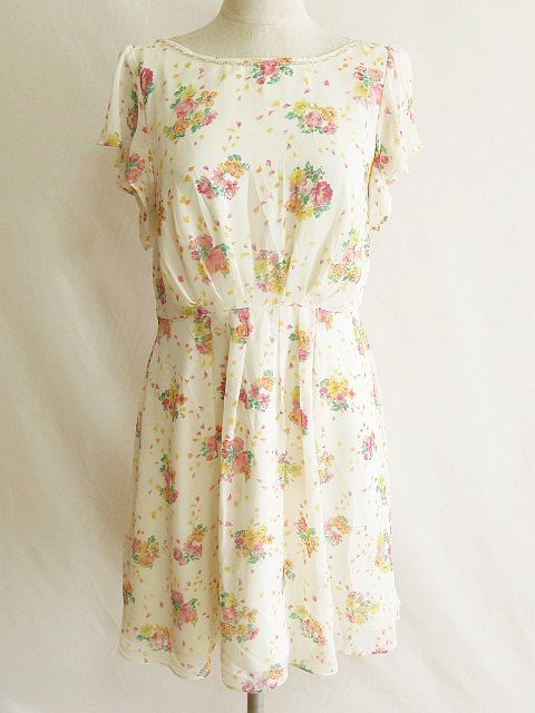 アプワイザーリッシェ Apuweiser Riche ワンピース 花柄 シフォン ビーズ 膝丈 アイボリー 2 レディース 126 ベクトルパーク