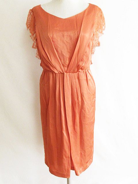 ユナイテッドアローズ United Arrows ワンピース レース 膝丈 光沢 オレンジ 38 レディース 126 ベクトルパーク