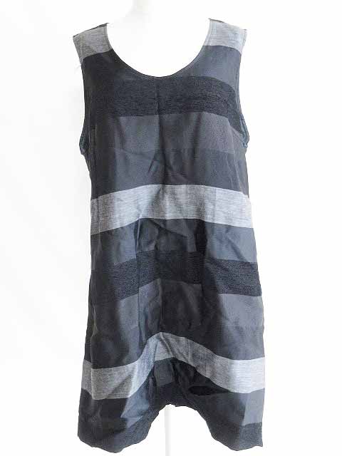 クラシカル Classical ワンピース チュニック ジャンパースカート 膝丈 ノースリーブ ボーダー ウール 黒 グレー 13 レディース 126 ベクトルパーク