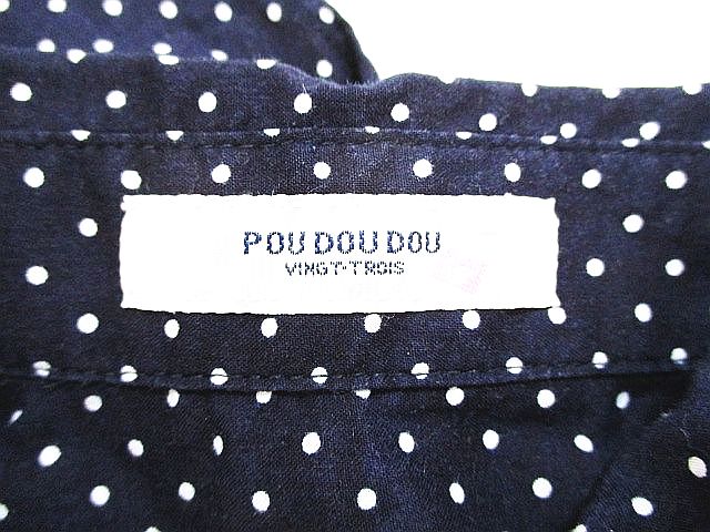 プードゥドゥ Pou Dou Dou ドット シャツ 長袖 刺繍 ネイビー M レディース 126 ベクトルパーク