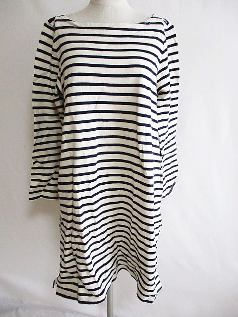 無印良品 良品計画 ワンピース ボーダー 長袖 ネイビー アイボリー M レディース 126 ベクトルパーク