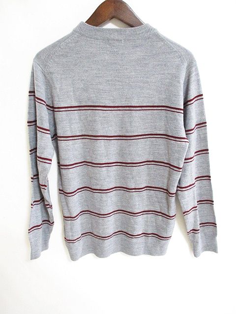 ジーユー Gu ボーダー ニット 丸首 長袖 グレー S メンズ 126 ベクトルパーク