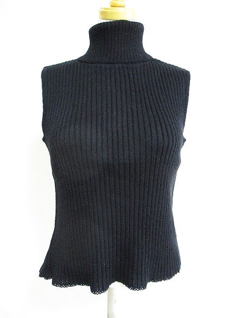 フランコフェラーロ Franco Ferraro ノースリーブ タートルネック ニット カットソー 黒 2 レディース 126 ベクトルパーク