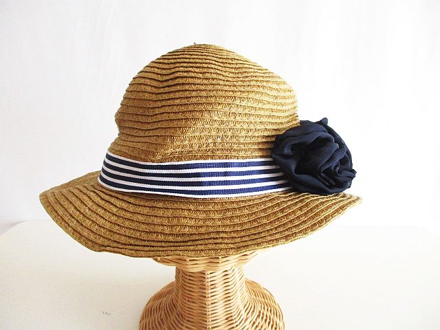 LaPatit Lilly 麦わら帽子 キッズ コサージュ 茶 54cm キッズ 126 