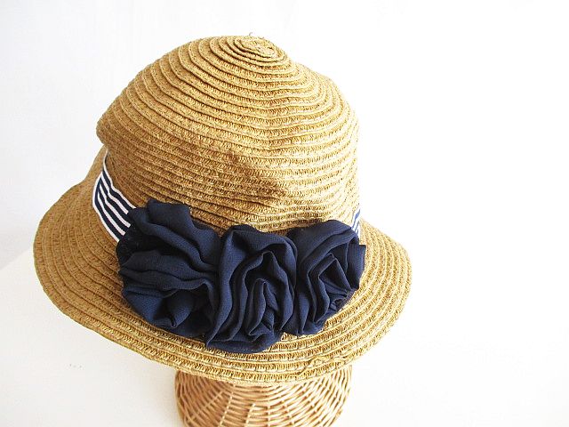 LaPatit Lilly 麦わら帽子 キッズ コサージュ 茶 54cm キッズ 126 