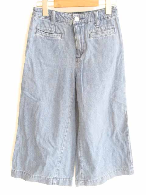 ジーユー Gu ワイドパンツ デニム スカンツ コットン 100 青 S レディース 126 ベクトルパーク