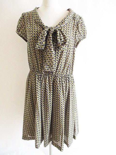 ランバンオンブルー Lanvin En Bleu ワンピース 総柄 ペチコート付き 膝丈 マルチ 茶 36 レディース 126 ベクトルパーク