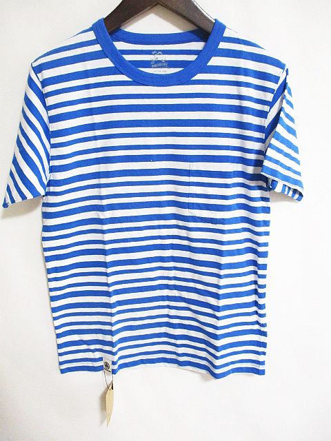 未使用品 桃太郎ジーンズ Momotarojeans ボーダー Tシャツ 青 M メンズ 126 ベクトルパーク