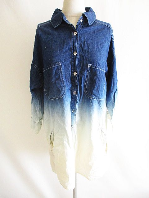 ヘザー Heather ビッグシルエット グラデーション シャツ デニム インディゴ F レディース 126 ベクトルパーク ヘザー Heather ビッグシルエット グラデーション シャツ デニム インディゴ F レディース 126 ベクトルパーク