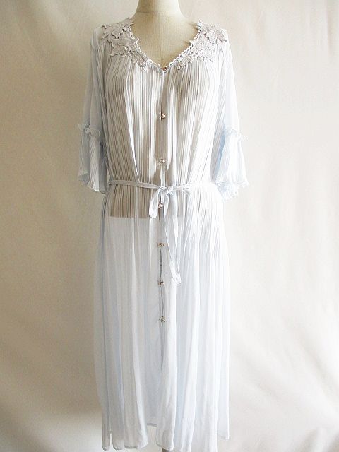 アクシーズファム Axes Femme シフォン プリーツ ロング レース ワンピース カーディガン 水色 M レディース 126 ベクトルパーク