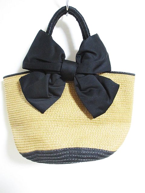 クローラ Crolla かごバッグ リボン ハンドバッグ ベージュ 黒 レディース 126 ベクトルパーク クローラ Crolla かごバッグ リボン ハンドバッグ ベージュ 黒 レディース 126 ベクトルパーク