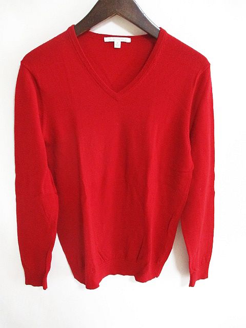 ユニクロ Uniqlo Merino Cashmere ウール カシミヤ セーター Vネック 赤 M メンズ 126 ベクトルパーク