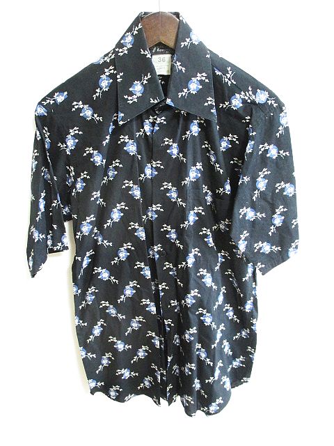 アニエスベーオム Agnes B Homme 半袖 花柄 シャツ 衿付き 黒系 36 メンズ 126 ベクトルパーク