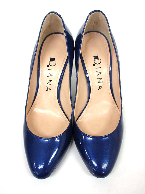 ダイアナ DIANA パンプス エナメル ピンヒール 22cm 青 ブルー ※K
