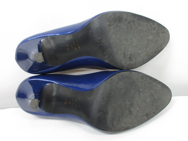 ダイアナ DIANA パンプス エナメル ピンヒール 22cm 青 ブルー ※K