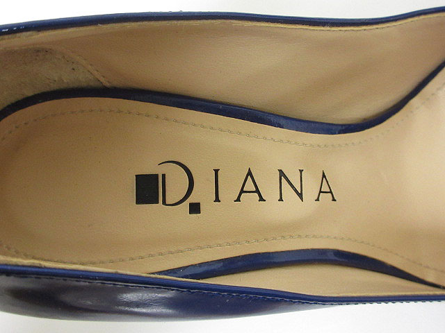 ダイアナ DIANA パンプス エナメル ピンヒール 22cm 青 ブルー ※K