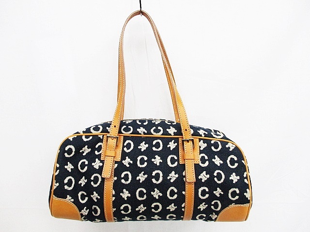 セリーヌ CELINE ハンドバッグ Cマカダム デニム レザー ネイビー 紺