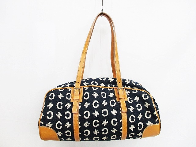 セリーヌ CELINE ハンドバッグ Cマカダム デニム レザー ネイビー 紺