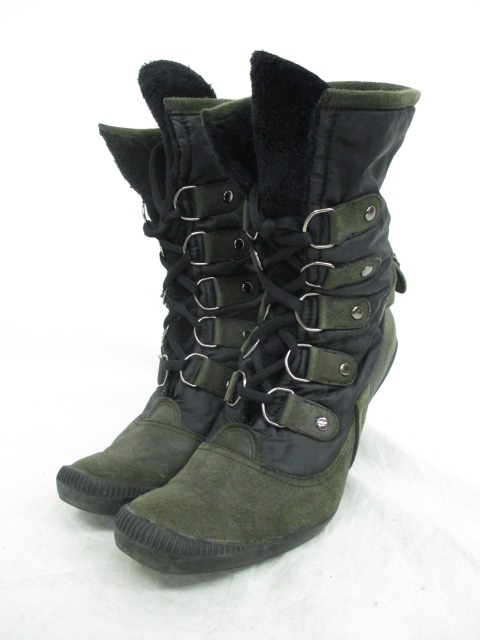 ナインウエスト Nine West ショートブーツ ボア ハイヒール スクエアトゥ ベルト スエード ナイロン ブラック 黒 5 1 2 レディース 135 ベクトルパーク