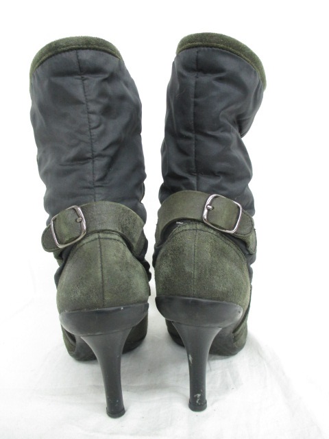 ナインウエスト Nine West ショートブーツ ボア ハイヒール スクエアトゥ ベルト スエード ナイロン ブラック 黒 5 1 2 レディース 135 ベクトルパーク