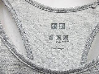 ユニクロ Uniqlo タンクトップ 後ろ身頃メッシュ 無地 ポリエステル混 ライトグレー L メンズ 135 ベクトルパーク