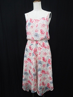 バナナリパブリック Banana Republic ワンピース キャミワンピース 後ファスナー 切替 ブラウジング 裾アシメ 花柄 膝丈 ピンク グレー 赤 レッド 0 レディース 135 ベクトルパーク