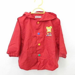 ミキハウス mikihouse レインコート ポンチョ 前釦明 配色ドット釦