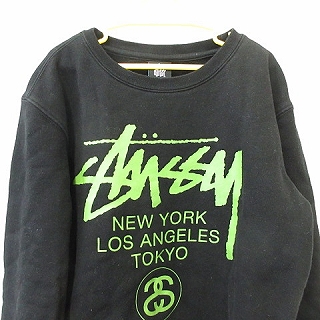 ステューシー Stussy カットソー トレーナー 長袖 丸首 スェット 裏起毛 リブ プリント ロゴ 綿 黒 緑 150 Xl キッズ 135 ベクトルパーク ステューシー Stussy カットソー トレーナー 長袖 丸首 スェット 裏起毛 リブ プリント ロゴ 綿 黒 緑 150 Xl キッズ 135 ベクトルパーク