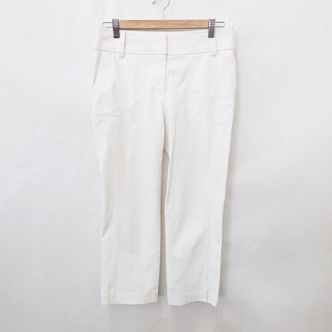 エポカ Epoca パンツ クロップドパンツ 七分丈 スリムストレート 切替 スリット ストレッチ フラップ パイピングテープ 白 40 レディース 135 ベクトルパーク