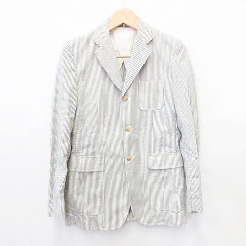 ポロ バイ ラルフローレン Polo By Ralph Lauren ジャケット ブレザー テーラードジャケット シングル 3釦 ストライプ ポケット 綿 ブルー オフホワイト 170 メンズ 135 ベクトルパーク