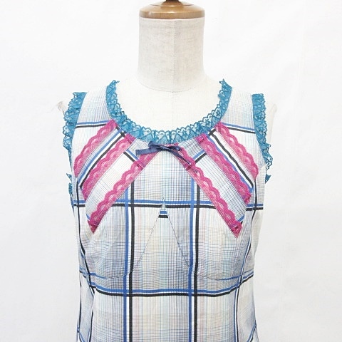 ベティーズブルー Betty S Blue ワンピース ノースリーブ ロング丈 チェック クルーネック レース 配色 切替 ギャザー フリル リボン ベージュ 青 黒 ピンク 緑 9 レディース 135 ベクトルパーク ベティーズブルー Betty S Blue ワンピース ノースリーブ ロング丈 チェック クルーネック レース 配色 切替 ギャザー フリル リボン ベージュ 青 黒 ピンク 緑 9 レディース 135 ベクトルパーク