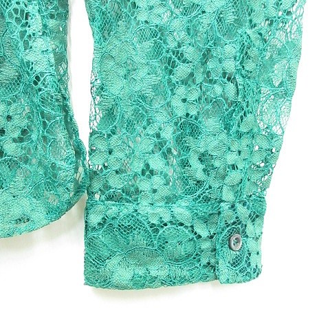 未使用品 グッチ GUCCI シャツ レース 刺繍 長袖 花柄 大きいサイズ 緑 