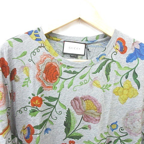 未使用品 グッチ GUCCI Tシャツ カットソー 半袖 丸首 花柄 プリント 