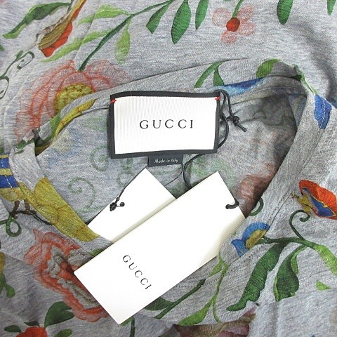 未使用品 グッチ GUCCI Tシャツ カットソー 半袖 丸首 花柄 プリント 