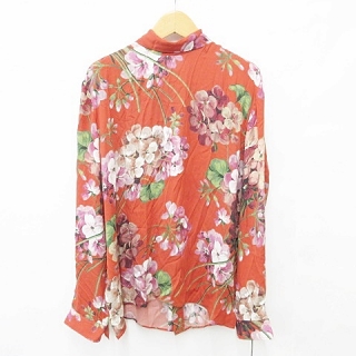 未使用品 グッチ GUCCI シャツ 長袖 花柄 プリント リボン 大きい 