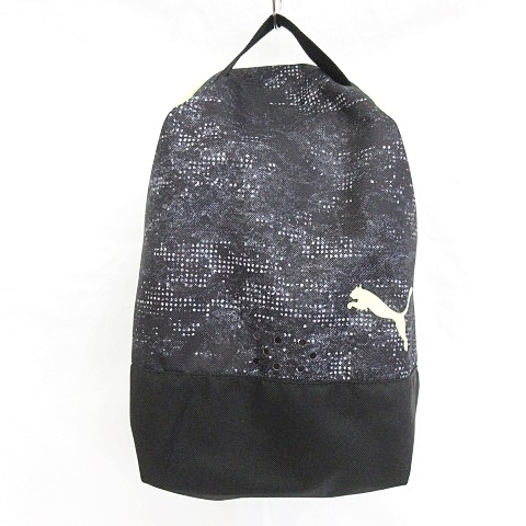 プーマ Puma シューズバッグ トレーニング シューズケース ジッパー メッシュ ロゴ 総柄 ブラック 蛍光イエロー 15 メンズ レディース 135 ベクトルパーク