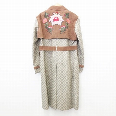 未使用品 グッチ GUCCI コート ロング ステンカラー 刺繍 GG柄 GG 