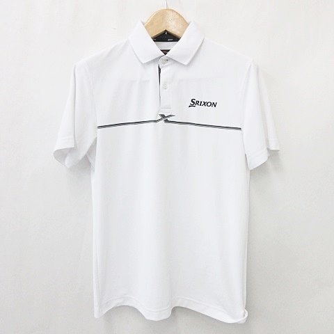 スリクソン Srixon デサント Descente ゴルフ ポロシャツ シャツカラー 半袖 ライン ホワイト ブラック グレー 白 黒 L メンズ 135 ベクトルパーク