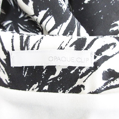 オペークドットクリップ Opaque Clip ワンピース チュニック フレンチスリーブ ひざ丈 ウエストゴム ロゴ 文字 花柄 白 黒 ホワイト ブラック L レディース 135 ベクトルパーク