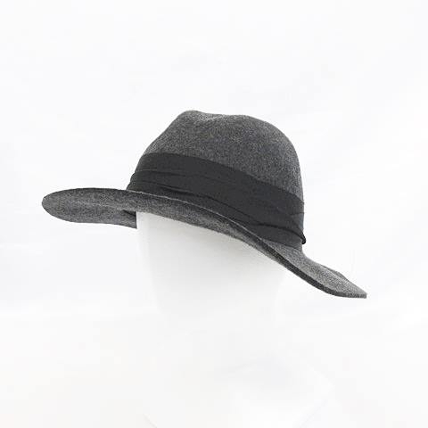 未使用品 ザラ Zara Accessories 小物 帽子 ハット つば広 キャペリン リボン フェルト ウール 毛 ブラック 黒 58 M レディース 135 ベクトルパーク