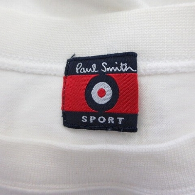 ポールスミススポーツ PAUL SMITH SPORTS カットソー Tシャツ ロンT 丸首 プリント 天竺 綿 白 M メンズ